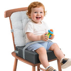 Booster Seat for Kitchen Chair with Comfy Backrest and Adjustable Safety Buckles,Non-Slip Kid Toddler Booster Seat for Dining Table,Portable PU Travel Baby Booster Increasing Cushion Chair