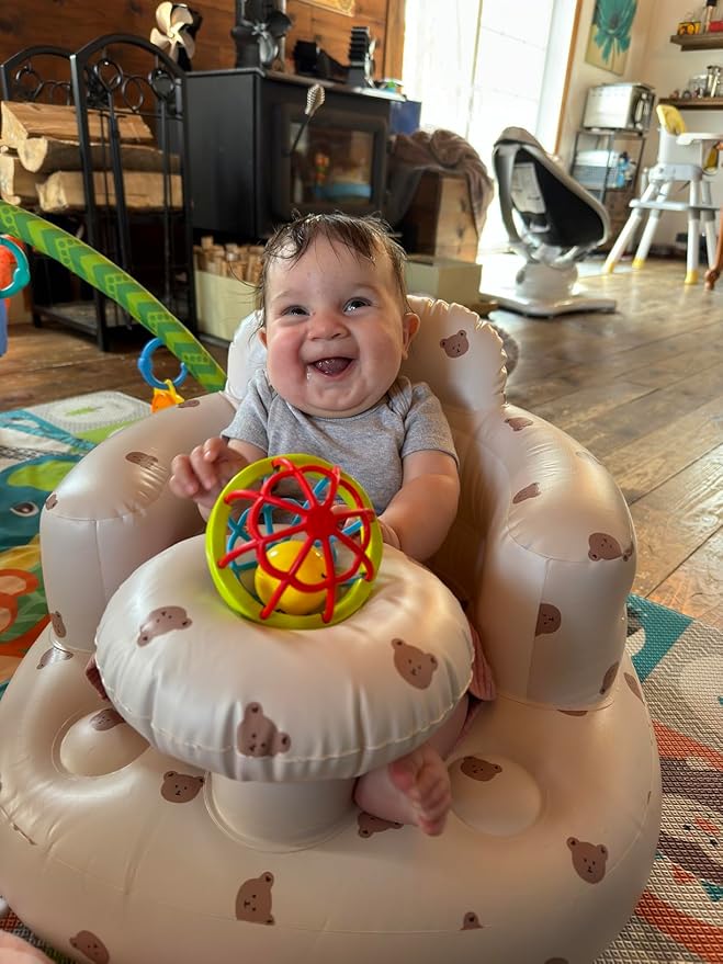 Little Angels Inflatable Seat with Tray for Toddlers 3-36 Months, Built-in Air Pump, Summer Baby Support Chair for Sitting Up