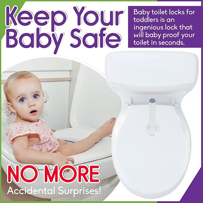 Mars Baby Child Safety Toilet Seat Lock - Easy to Install and Use Toilet Lock, Baby Proof Your Bathroom - Easy Install No Tools Needed - Fits Most Toilets - 1 Pack