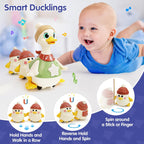 HOLA Baby Toys 6-12 Months Musical Dancing Duck Toy Set with Mama and Babys Tummy Time Toys, Crawling and Interaction Modes 1 Year Old Girl Boy Baby Easter Gifts Stocking Stuffers