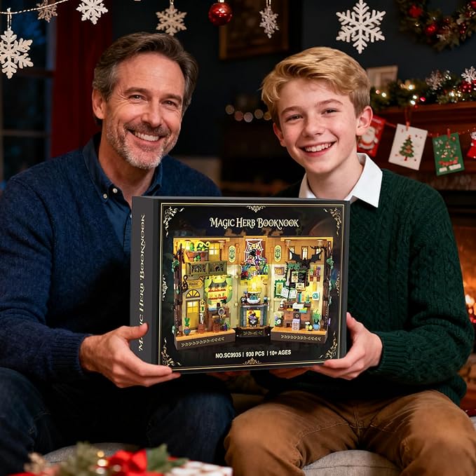 Magic Herb Book Nook Building Set with Light, DIY Booknook Building Block Kit for Home Bookshelf Decor, 930 PCS Miniature House Display Model Building Brick for Adults Teens Boys Girls Ages 12+