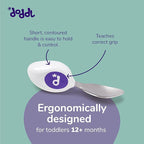 doddl Toddler Utensils, Ergonomic Fork Spoon and Knife Set for Self Feeding, Stainless Steel Silverware for 1-3 Year Olds, BPA Free, Dishwasher Safe (Indigo)