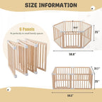 Foldable Wooden Playpen, Large Baby Play Yard with Locking Gate for Babies and Toddler 1-3 Year, Portable Playpen for Activity Center Indoor Outdoor(Wood, 6 Panel)