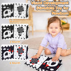 Cawgug Black and White High Contrast Baby Toys for Newborn Brain Development Tummy Time Soft Book Babies 0-3 6-12 Months Montessori Learning Activities Infant and Sensory Visual Stimulation Toys