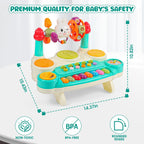 Baby Educational Musical Toys for 18-24 Months Toddlers 2 3 4 5 6 Years Old Boys Girls, Interactive Early Learning Toy for Kids Piano Drum Set Montessori Toys Christmas Birthday Gifts Green