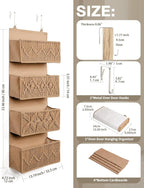 ANTIS'S HOME Nursery Over The Door Organizer Boho Decor Nursery Storage with 4 Large Woven Pockets, Macrame Nursery Organizers and Toys Storage, Behind Door for Bathroom, Bedroom, Brown