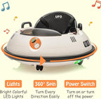 12V Electric Ride on Bumper Car for Toddlers, Kids Bumper Car with Remote Control, 360 Degree Spin, LED Lights, Dual Joysticks, Safety Belt for 18+ Months Kids, White