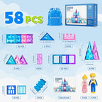 Ice Castle Magnetic Tiles-Sparkling Building Blocks, 3D Educational Toys for Kids, Construction STEM Toys for 3 4 5 6 7 8 Year Olds, Birthday Gift for Boys and Girls