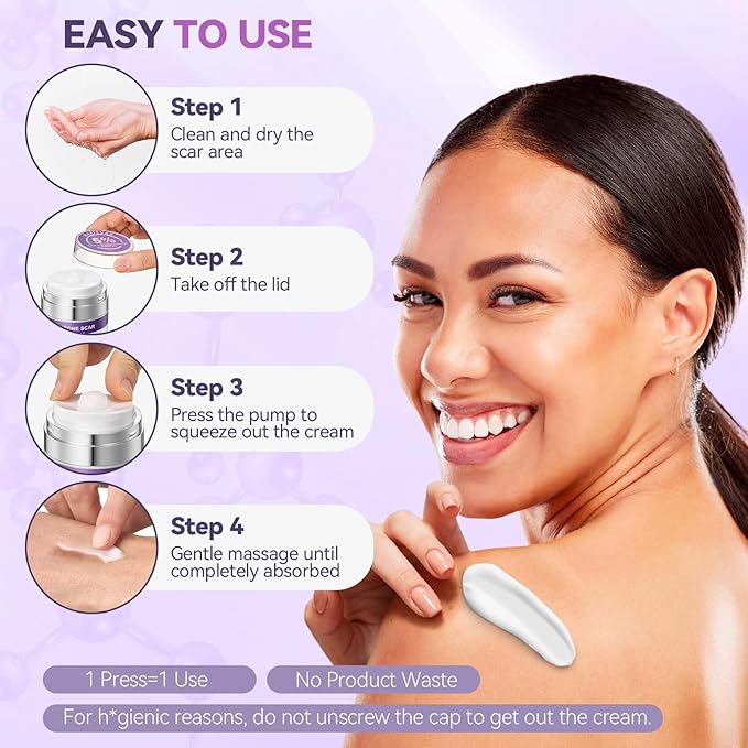 Advanced Scar Cream, Silicone Scar Gel for Old and New Scars, Scar Removal Cream for Surgical Scars, Stretch Marks, C-Section, Keloids, Injury, Acne, and More 1.7 oz(50ml)