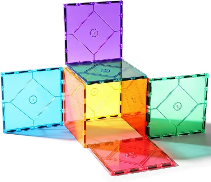 8 Piece Large Square Shape Magnetic Tiles Kids Toys, Magnetic Building Blocks STEM Magnet Building Set Preschool Learning Magnet for Kids Ages 3-5 4-8, Sensory Montessori Toys for 3+ Boys and Girls