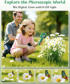 Microscope Camera for Kids Gifts Toys- Handheld Pocket Microscopes with 2.4" Screen and Autofocus - Mini Digital Educational Science Kit for Christmas Birthday for Age 3-5 5-7 8-12 Girls Boys (Green)