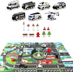 Dwi Dowellin Toddler Toys Car for Boys:Boy Toy Transport Cargo Airplane|Kid Toys 20 in 1 Carrier Vehicle Police Toys for Kids Age 2-4 3-5 4-7 Year Old Boys Girls