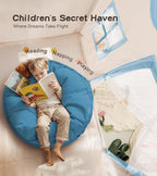 Play Tent with Mat, Star Light Large Kids Playhouse with Windows Easy to Wash, Indoor and Outdoor Play Tents for Kids, Little Dove Toys for Girls, Boys, 47x40x52 (Blue Playhouse, Large Size)