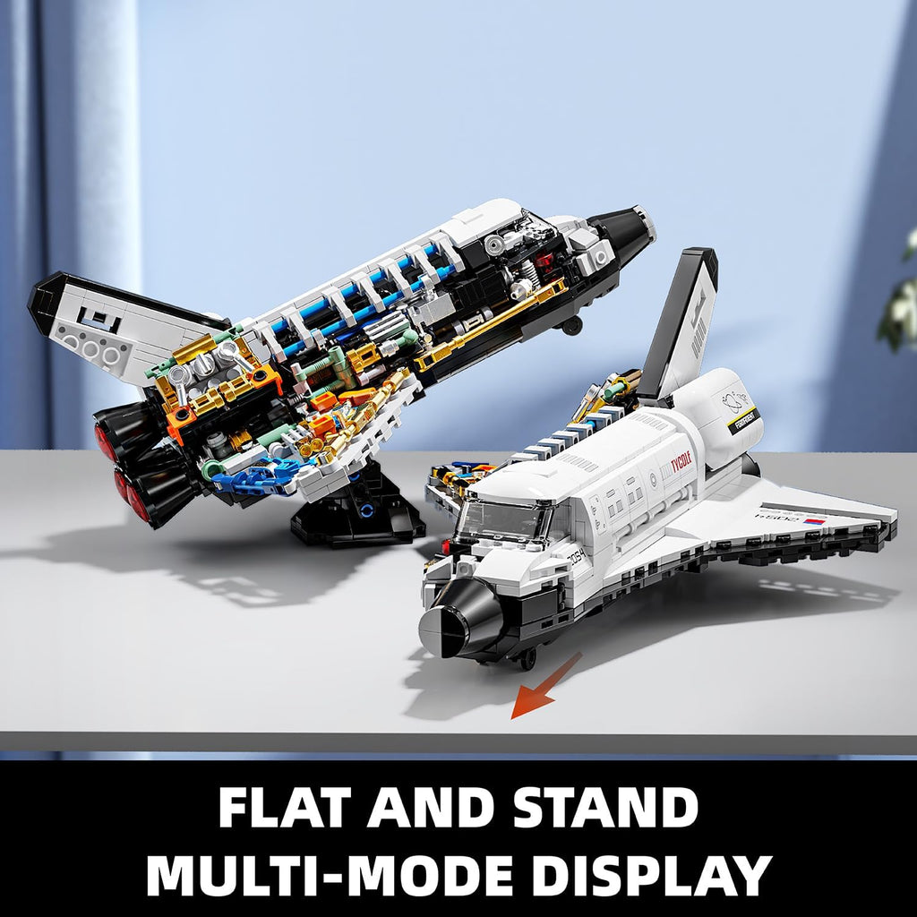 Space Shuttle Building Block Set -Spaceship Building Toy with Stretchable Satellite, Translucent Design Collection for Home or Office Decor, Birthday Gift for Adults & Boys 8-12 (536PCS)