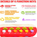 Baby Educational Musical Toys for 18-24 Months Toddlers 2 3 4 5 6 Years Old Boys Girls, Interactive Early Learning Toy for Kids Piano Drum Set Montessori Toys Christmas Birthday Gifts Red