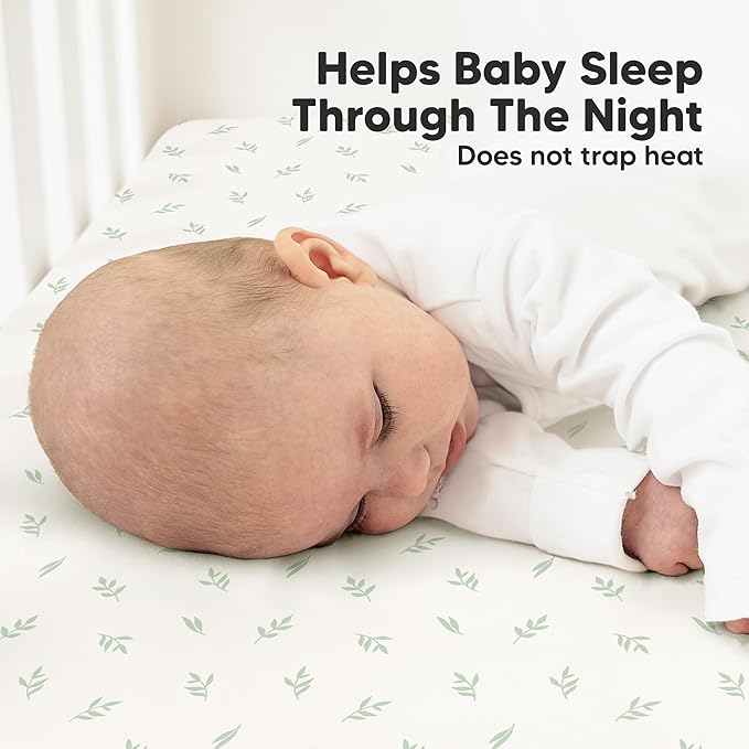 KeaBabies 2-Pack Organic Crib Sheets for Boys, Girls - 52x28 Fitted Crib Mattress Sheet Neutral, Breathable Jersey Cotton Cover for Baby Bed, Toddler Mattress, Soft & Cute Prints (Herb)