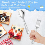 14-Piece Toddler Flatware, Kids Utensils Stainless Steel Cutlery Set, Children Safe Spoons and Forks with Ergonomic Handle, Easy to use and Dishwasher Safe (Crocodile and Bear)