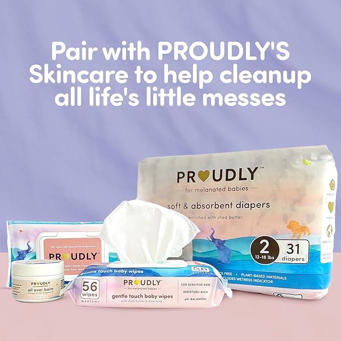 PROUDLY Gentle Touch Baby Wipes, Unscented & Hypoallergenic Wipes for Black & Brown Babies' Skin Care, 672 Count (12-Pack)