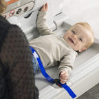 SafetyCraft Horizontal Wall-Mounted Baby Diaper Changing Station - Easy to Clean, High-Density Polyethylene w/Heavy Duty Steel Hinge - Built-in Liner Dispenser for Hooking Purse or Bag, Light Gray