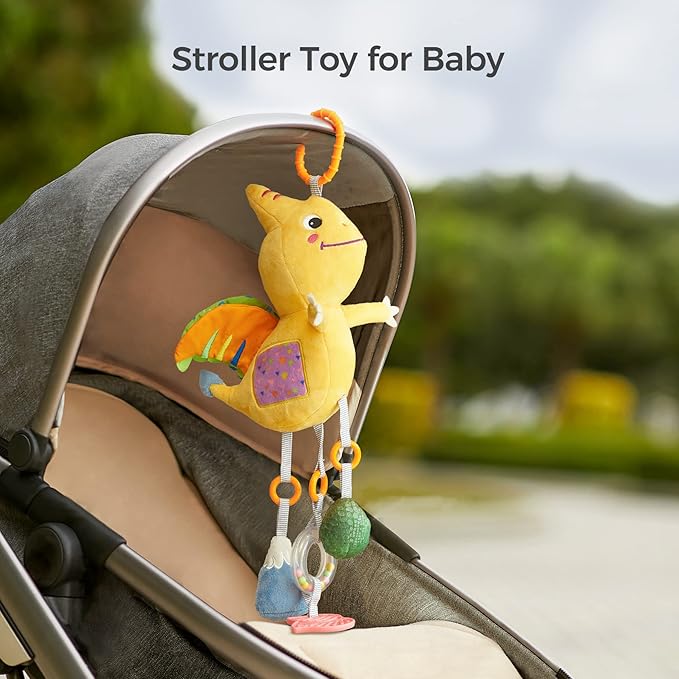 TUMAMA Dinosaur Hanging Rattle Toy, Car Seat Stroller Crib Mobile Toy for 3 6 9 12 Months Boys, Girls Newborn Infants Toddlers