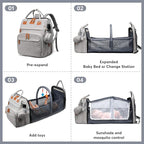 Diaper Bag Backpack with Changing Station, Large Diaper Bag For Boys And Girls, Multifunctional Waterproof Travel Diaper Backpack, Baby Bag with USB Charging Port for Moms Dads, grey