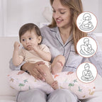Little Grape Land Nursing Pillow Soft 100% Cotton Breastfeeding Pillow with Breathable Muslin Removable Cover, Wetland Wings Breast Feeding Pillows for Babies 0-12 Months with Protective Zipper