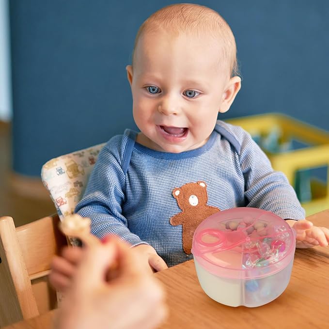 Accmor Baby Formula Dispenser On The Go, Formula Container to Go, Non-Spill Rotating Three-Compartment Formula Dispenser and Snack Storage Container for Infant Toddler Traveling