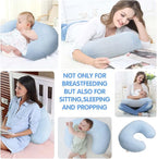 LAT Waterproof Nursing Pillow for Breastfeeding,Waterproof Removable Cover,Ergonomic Breast Feeding Pillows Baby for Baby Boys and Girls,Machine Washable(Blue)