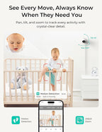 Dr.Care VistaView Lite Smart WiFi Baby Monitor - 4" 720P Split Screen & 1080P Camera App Control, Motion Alerts, HD Night Vision, Triple Security, 2-Way Talk, Video Recording, Multi-User