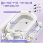 2-in-1 Baby Bathtub with Changing Table, Foldable Diaper Changing Station with 4 Wheels, Waterproof Pad, Storage Rack and Baby Bath Tub, Adjustable Height Portable Nursery Organizer for Newborn Infant