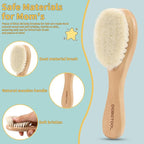 Baby Hair Brush - 2-Pack Wooden Baby Brush with Soft Bristle，Gentle Infant Hair Brush for Newborns & Toddlers，Ideal for Cradle Cap