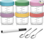 Accguan 6 Pack Glass Baby Food Storage Containers, 4 oz Baby Food Jars with Lids, Baby Food Maker for Microwave & Dishwasher Freezer Safe,BPA Free