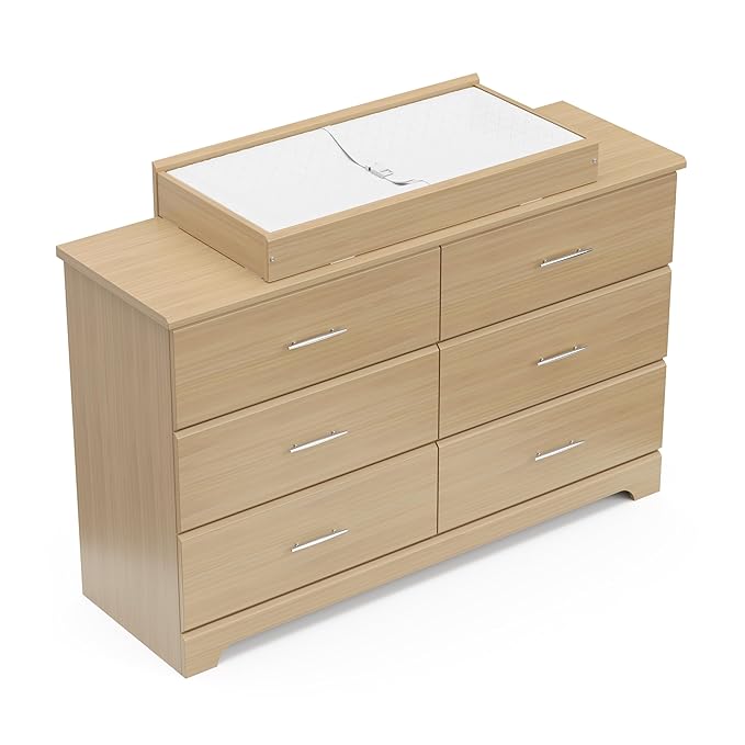 Storkcraft Brookside 6-Drawer Dresser (Driftwood) – GREENGUARD Gold Certified, Wood Dresser for Bedroom, Kids & Nursery Storage Chest, Safety Interlocking Drawers, Pre-Installed Tracks, Kids Chest