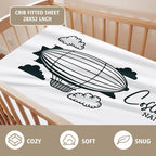 Personalized Baby Crib Bedding Set, Custom Name Glider Balloon Pattern Nursery Bedding Set 3 Pcs, Baby Blanket Fitted Crib Sheet Changing Pad Cover, Personalized Nursery Decor Gift for Newborns Boys