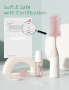 Momcozy Bottle Brush Kit, Innovative Push-Press Design for Better Cleaning - Baby Bottle Cleaner Brush for Baby Bottle, Breast Pumps, Nipples, and More - Can Generate Foam for Better Cleaning, Pink