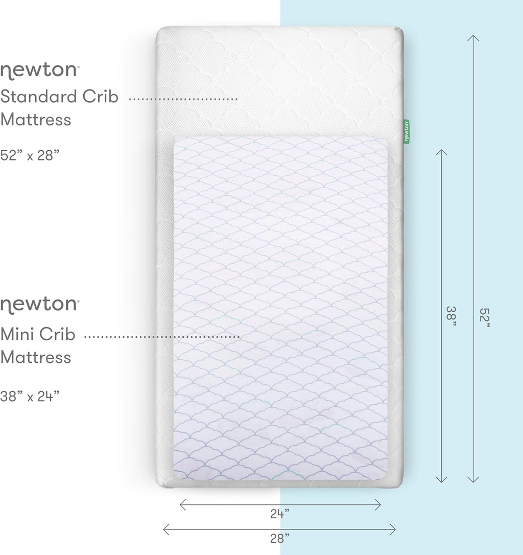 Newton Baby MINI CRIB Fitted Sheets (2-Pack) | Organic Muslin Cotton, Breathable Soft Baby Sheets, Washable Baby Mattress Sheets, Fits Any Mini Sized Crib 24" x 38", Dreamweaver Moonstone Mist + White