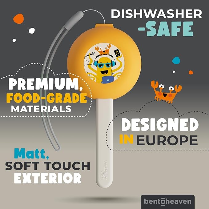 Bentoheaven Kids Travel Utensils with Case, Food-Grade Stainless Steel & BPA-Free Plastic, Travel Cutlery Set, Dishwasher Safe Fork, Spoon & Case, Reusable Flatware, Silverware for Kids (Octopus)