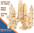 75 Pieces Wooden Castle Blocks Medieval Knights Princesses Wooden Castle Building Blocks Kit for Kids Boys and Girls