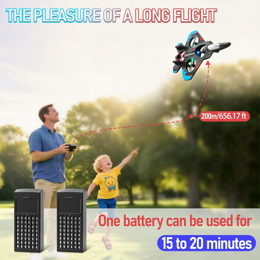 V32 Foam Remote Control Airplanes, 2.4Ghz 4CH RC Planes for Kids, RC Fighter Jet Toys with LED Light, 360° Flip, Auto Hover, Easy to Fly Remote Control Aircraft Toy Gift for Kids and Beginner