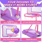 Meland Kids Basketball Hoop, Pink Basketball Hoop for Kids Toddler Basketball Hoop Outdoor & Indoor with Dart Board, Adjustable Height 3.4-6.2FT Birthday Gift Toys for Girls 3 4 5 6 7 8 Years Old