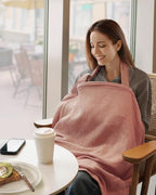 Blissful Diary Muslin Nursing Cover for Breastfeeding, Breathable Breastfeeding Cover up with Arch Neckline for Women, Nursing Apron (Dusty Pink)