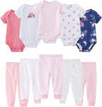 Baby Bodysuit and Pant Set 10-pcs Cotton Soft Newborn Boy Girl Clothes Outfits