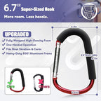 sprookber 6.7 Inch Large Stroller Hooks for Diaper Bags & Purses, Heavy Duty Mommy Hooks for Shopping, Grocery, Backpack – Baby Stroller Accessories, Set of 2 (Red)