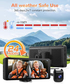 Dual Car Camera Baby Monitor with 6.9" Split Screen-1080P HD Carseat Camera for 2 kids with 360° Full Rotation-Night Vision, Auto-detail Enhancement, 2 Power Ways, Easy Install, for Twins & Siblings