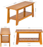 NNN 42" Commercial Teak Shower Bench - 8 Non-Slip Leveling Feet & 350 lbs Capacity | Rock-Solid Stability for Seniors & Spa Safety | Waterproof Design for Saunas/Outdoor Pools (Patented)