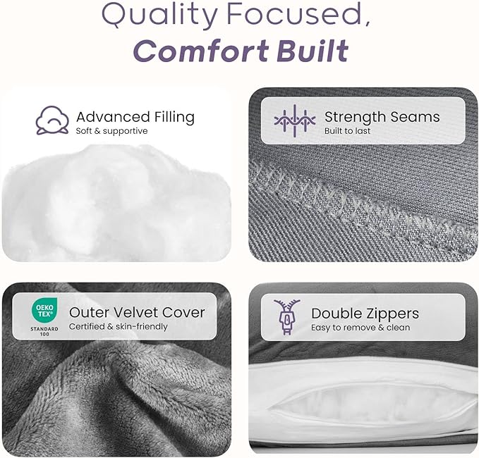 Nuliie Pregnancy Pillow for Sleeping, U Shaped Full Body Pillow Pregnancy Pillows, Maternity Pillow Support for Back, HIPS, Legs for Pregnant Women, with Washable Velvet Cover (Grey)