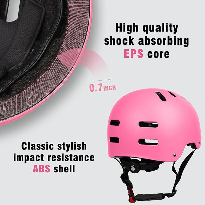 Skateboard Bike Helmet for Adults Women Men Youth Kids (2-3-5-8-14+ Years Boys Girls) - Lightweight Multi-Sport Adjustable Helmets for Bicycle Skateboard Scooter Skate Cycling