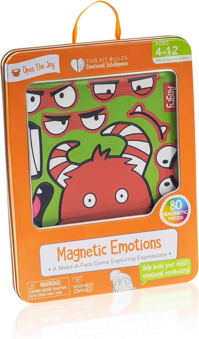 Open The Joy Magnetic Emotions Playset: Explore, Learn, and Express Feelings with Mix and Match Magnetic Characters and Expressive Faces - Ages 4 and Up