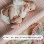 Baby Wipes Cover – Universal Size, One Size Fits All Wipes Packages | Muslin Cotton Tissue Cover for Nursery, Diaper Bag & Changing Table, Station | Gingham & Neutral Patterns (Pink Gingham)