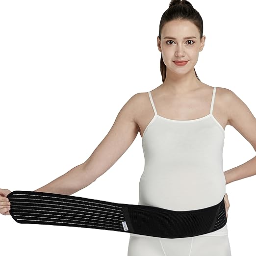 NeoTech Care Adjustable Maternity Belt - Light and Breathable Pregnancy Belly Support Band for Pregnant Women (Black, Extra Large Size)